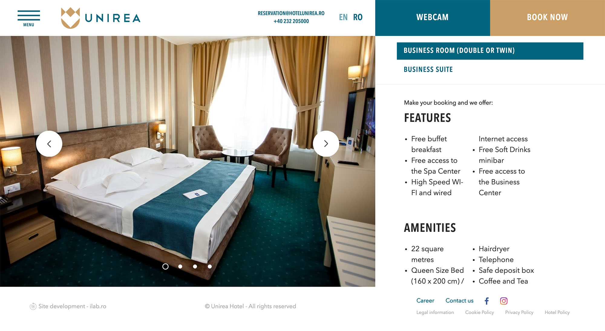 Comprehensible and laconic web-site for Unirea Hotel