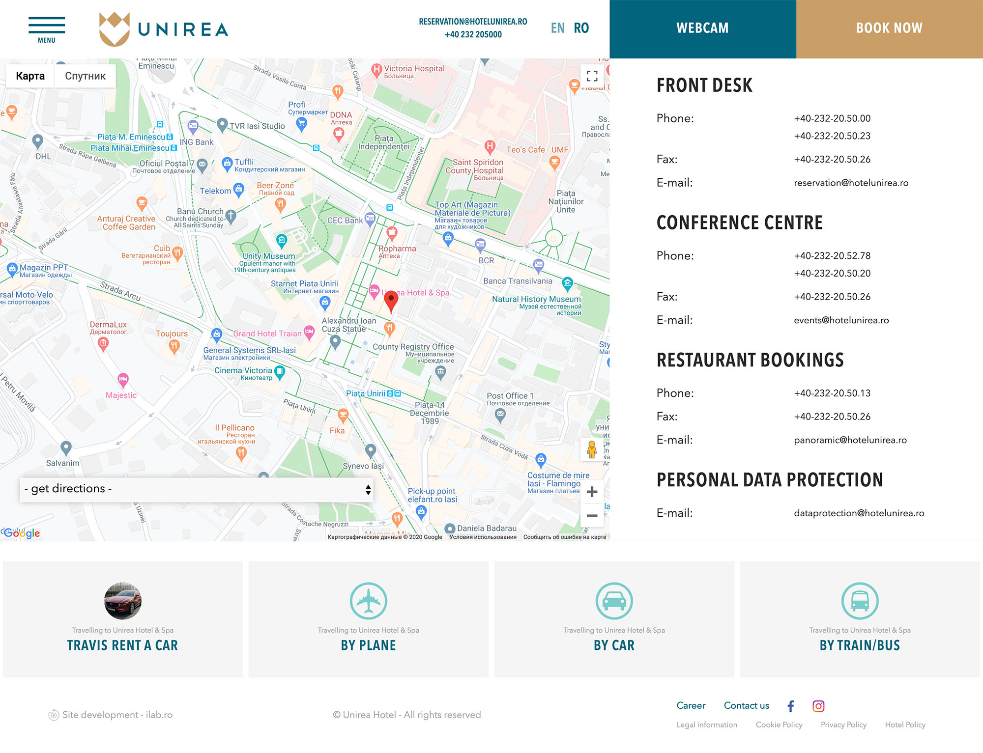 Comprehensible and laconic web-site for Unirea Hotel