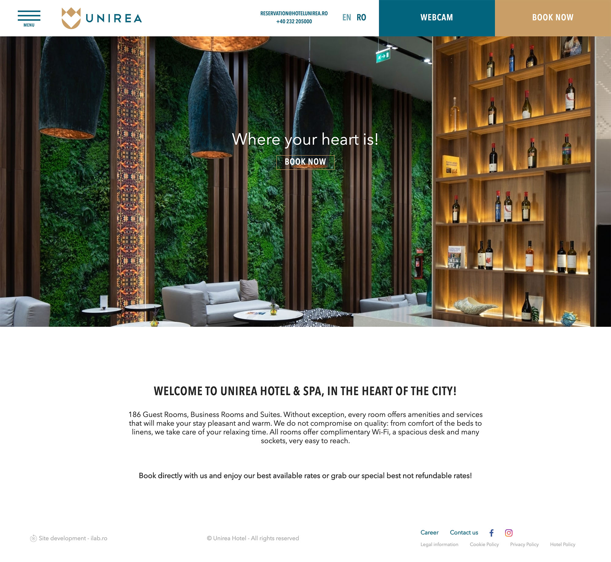 Comprehensible and laconic web-site for Unirea Hotel